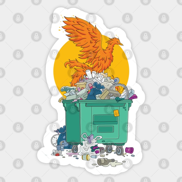 Dumpster Phoenix Sticker by AmuseThings